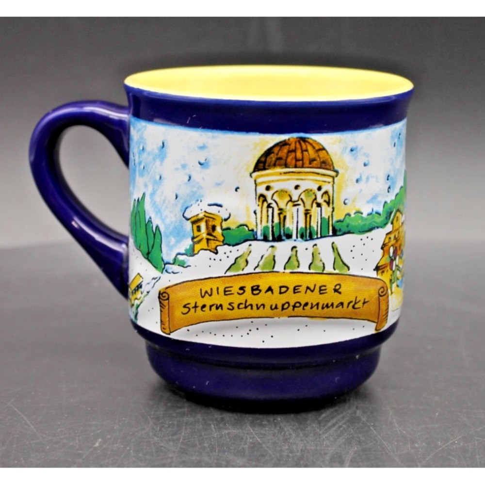 Wiesbadener Sternschnuppenmarkt Christmas Market Mug Mohaba Germany Blue Yellow